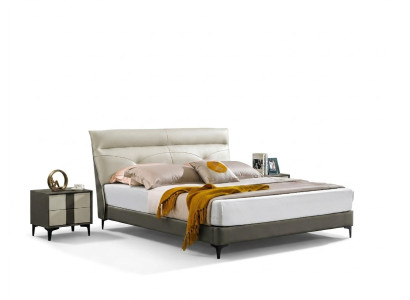 Designer Polster Doppelbett Betten Bett Schlafzimmer Ehebett Lederbett Neu A591