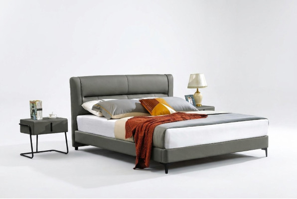 Schlafzimmer Lederbett Komplettes Bett 3 tlg. Garnitur Hotel Sets Nachttischen.