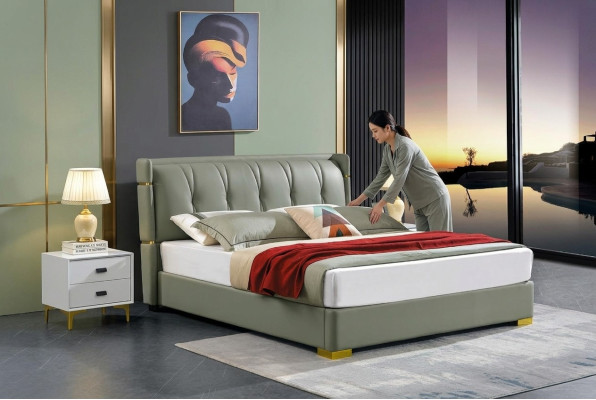Design postel 2x noční stolek 3dílná ložnice sada Luxus kompletní sada Nová