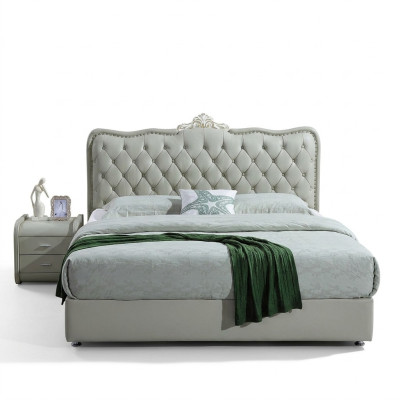 Lederbett Schlafzimmer Komplettes Bett 3 tlg. Garnitur Hotel Sets Nachttischen.