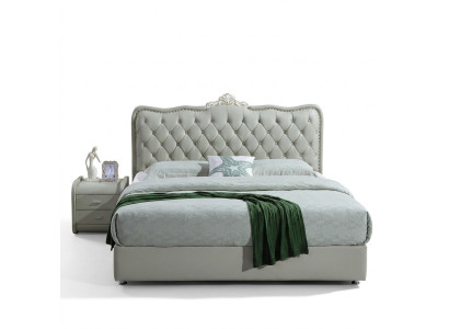 Lederbett Schlafzimmer Komplettes Bett 3 tlg. Garnitur Hotel Sets Nachttischen.