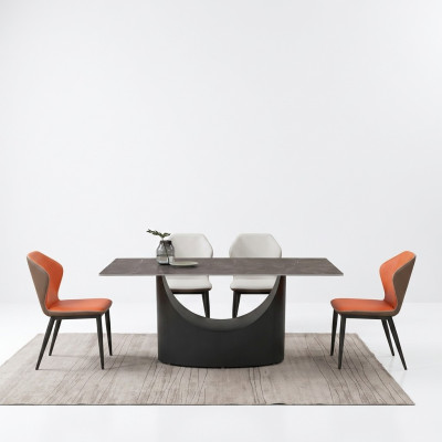 Hochwertiger Tisch Luxus Tische Esszimmer Möbel Säulen Fuß Stein Optik