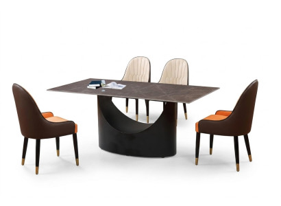 Luxus Tisch Esstisch Säulen Fuß Marmor Optik Esszimmer Möbel