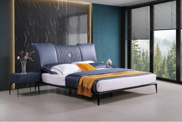 Schlafzimmer Möbel 3tlg. Set Hotel Bett + 2 Nachttische Hochglanz Betten Italien