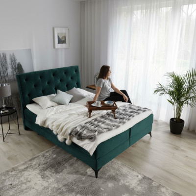 Luxus Boxspring postel Textilie Hotel zelená postele ložnice nábytek design samet Nové