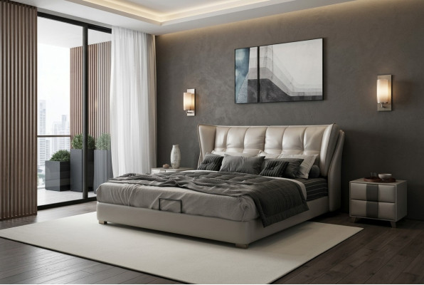 Šedé ložnice postele potah postel chesterfield Italský nábytek