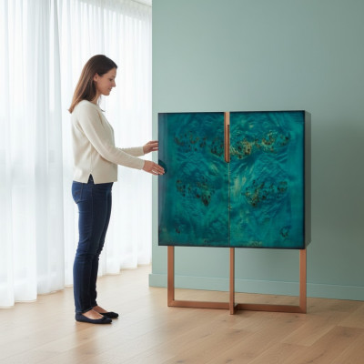 Nástěnná vitrína Obývací pokoj Nástěnná vitrína Komody Moderní design Nábytek Luxus Dřevo