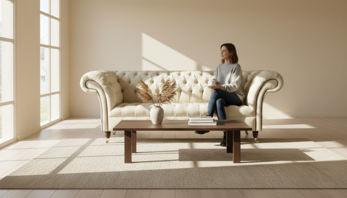 Chesterfield krémový textilní obývací pokoj Nový kreativní moderní design luxusního nábytku pohovka
