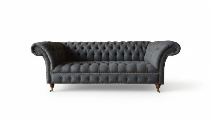 Chesterfield 3místná textilní pohovka šedá moderní design nábytek designérská pohovka