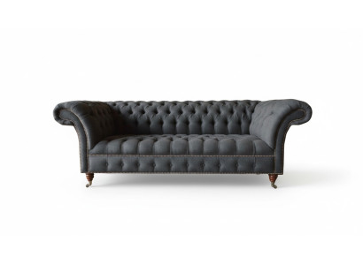 Chesterfield 3místná textilní pohovka šedá moderní design nábytek designérská pohovka