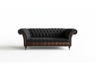 Chesterfield Schwarz Obývací pokoj Látkový design Pohovky Čalouněná pohovka Nová kožená pohovka