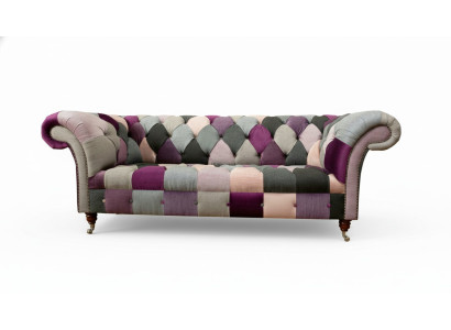 Chesterfield 3místná sedací souprava Designérský nábytek Nový Moderní Design Textilní Obývací pokoj Sedací soupravy