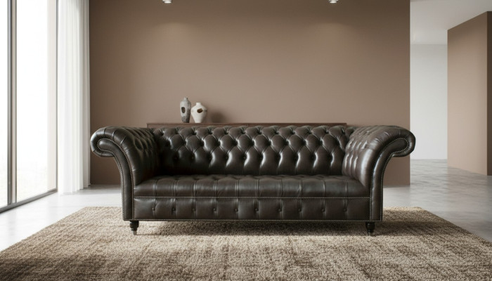 Chesterfield 3 místný moderní design pohovka z kůže xxl sedací nábytek nábytek pohovky