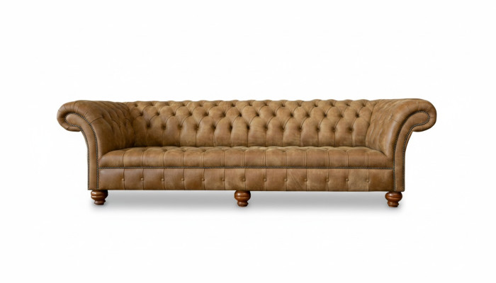 Chesterfield 4místná pohovka v světlé hnedé barvě moderního designu z kůže Kreativní nábytek.