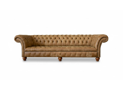 Chesterfield 4místná pohovka v světlé hnedé barvě moderního designu z kůže Kreativní nábytek.