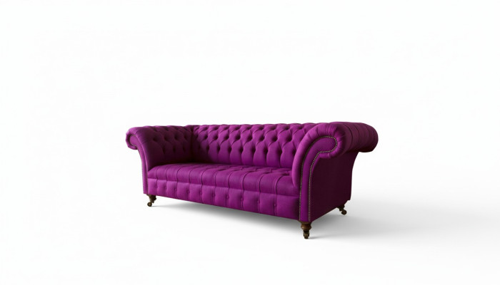Chesterfield 3místná fialová látková designová pohovka se sedadly a novými kreativními pohovkami.