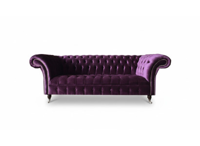 Chesterfield 3místná Violett látková designová pohovka tapicírovaná sedačka nová textilní.