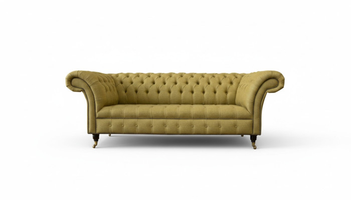 Chesterfield 3místná žlutá sedací souprava do obývacího pokoje Design Pohovky Pohovka Textilie
