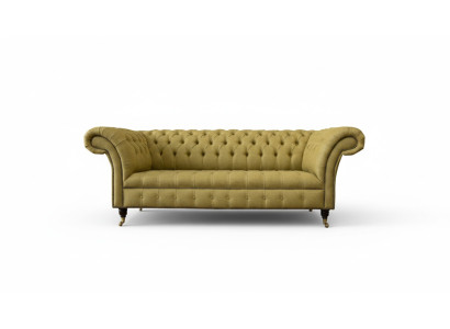 Chesterfield 3místná žlutá sedací souprava do obývacího pokoje Design Pohovky Pohovka Textilie
