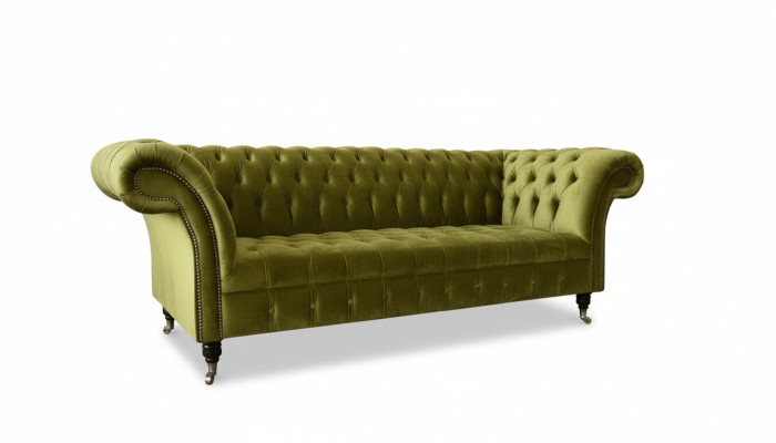 Chesterfield Zelený tříosý obývací pokoj Design Pohovky čalouněné pohovky textil Nové