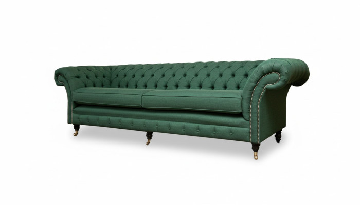 Chesterfield 4místná tmavě zelená obývací místnost Design Pohovka velký Nábytek látkový