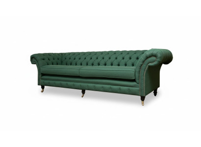 Chesterfield 4místná tmavě zelená obývací místnost Design Pohovka velký Nábytek látkový