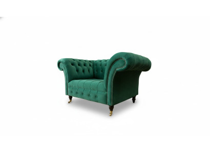 Chesterfield křeslo textil zelené design čalounění nové kreativní obývací pokoj luxus
