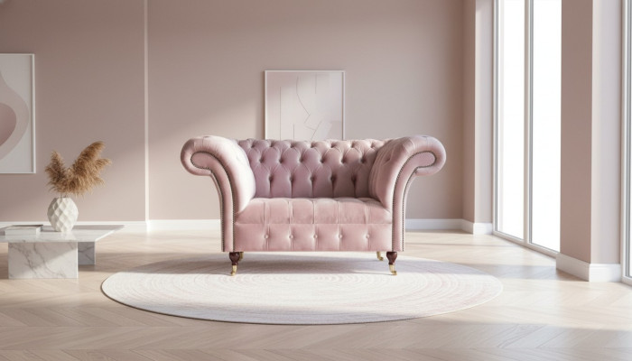 Chesterfield Sessel Rosa Textil Wohnzimmer Modern Design Kreative Möbel Neu