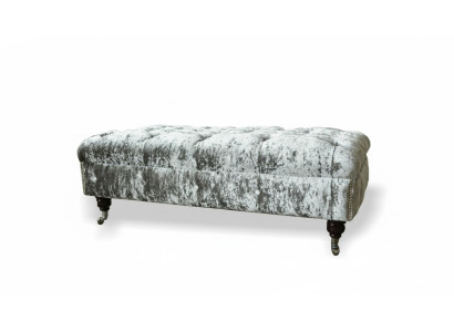 Chesterfield čalouněná taburetka šedá látka obývací pokoj design čalouněná pohovka nová textil.