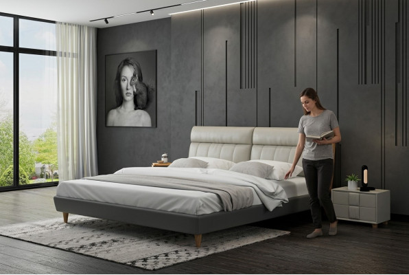 Bett Polster Design Luxus Doppel Betten Beige 180x200 Schlaf Zimmer