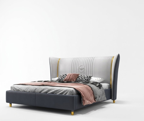 Designer double bed hotel luxury bedroom 150/180x200cm leather.