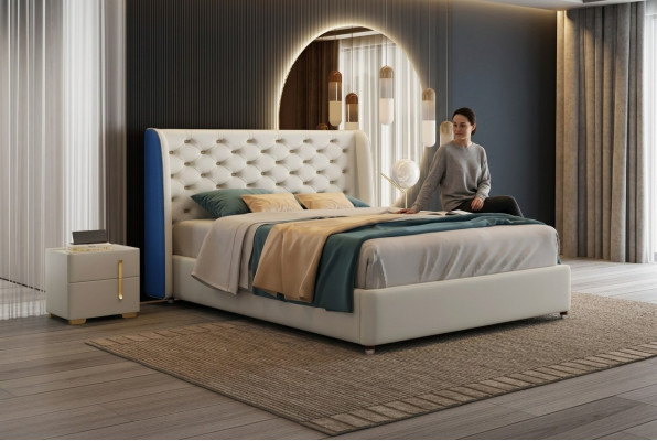 Bett Polster Design Luxus Doppel Hotel Betten Schlaf Zimmer Leder Modern