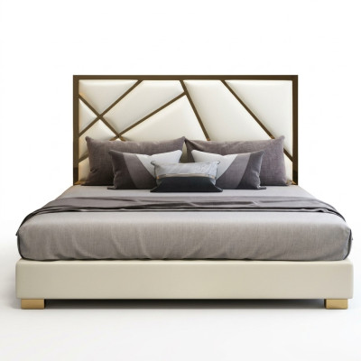 Bett Polster Design Luxus Doppel Hotel Betten Schlaf Zimmer Deko Leder Neu