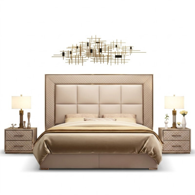 Klassische Polster Leder Kunstleder Doppel Bett Luxus Design Betten Doppel