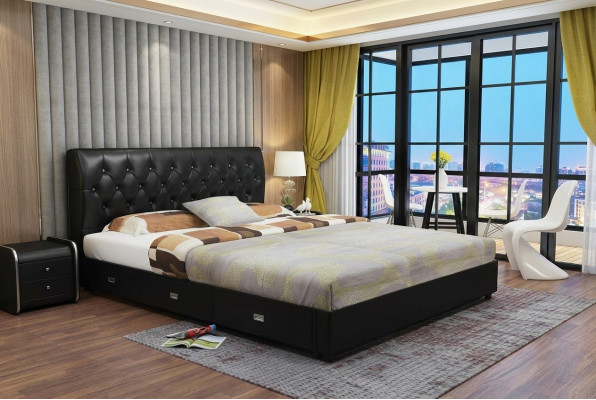 Chesterfield designová postel ložnice textilie kůže polstrování italská.