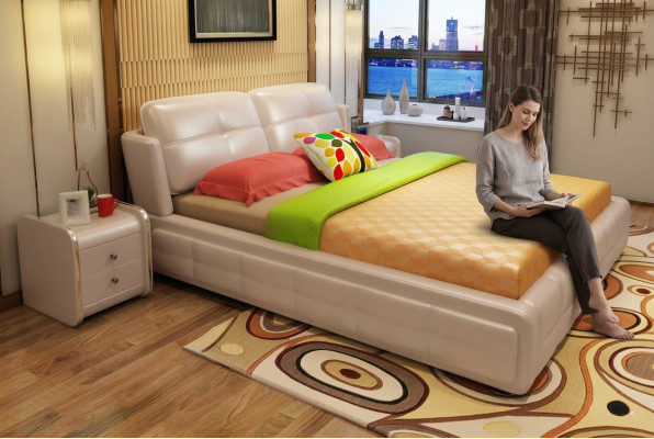 Luxus ložnice postel čalounění dekor design 180x200cm dvojlůžková hotelová postel