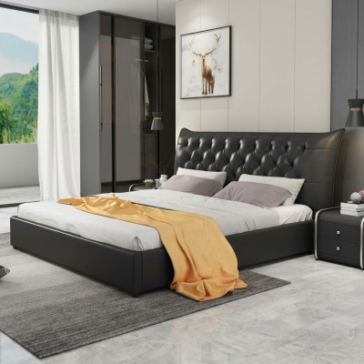 Návrhářská manželská postel Postel Postele Ložnice Kůže Luxus Hotel Potah