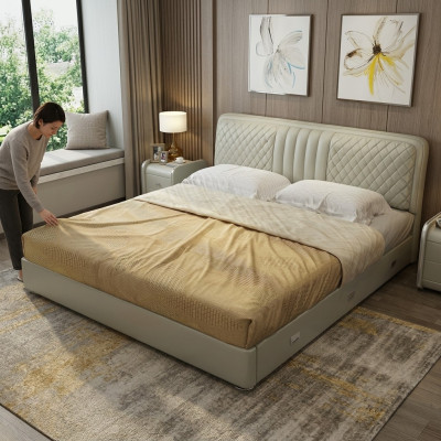 Stoff Design Bett Doppel Betten Luxus Ehe Modernes Hotel Gestell Schlaf