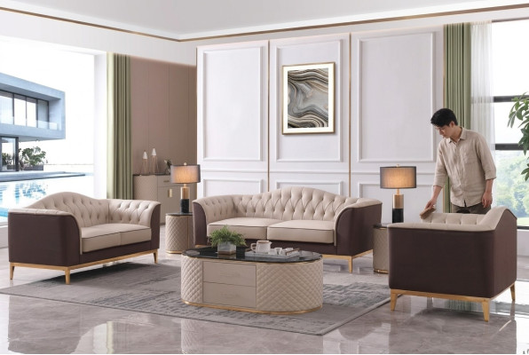 Luxus Möbel Sofagarnitur Couch Sofa Deko Polster 3+2+1 Sitzer + Couchtisch
