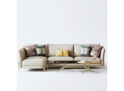 Designer Garnitur Sofa Couch Ecksofa mit Hocker Polster Wohnlandschaft
