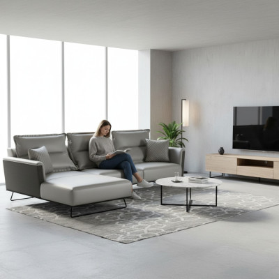 Designer Ledersofa Ecksofa Polster Eck Couch Sitz Eck L Form Garnitur Sofa