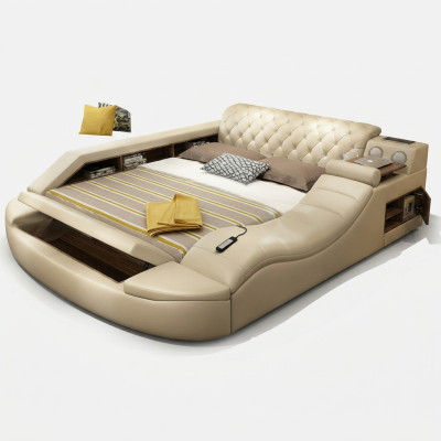 Multifunktions Bett Luxus Design Leder Betten Hotel Doppel Ablage