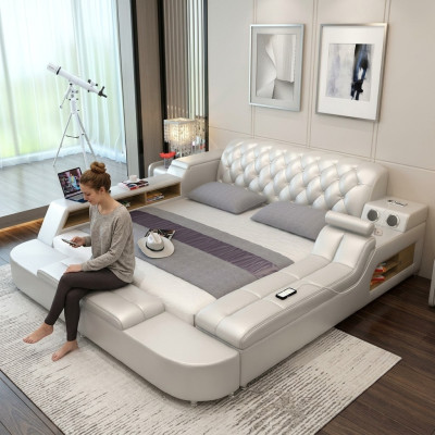 Návrh postele Velké postele Kožené hotely čalouněné 180x200 Regál s multifunkcí
