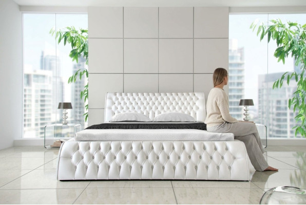 Chesterfield Bett Polster Design Doppel Hotel Betten 180x200 Schlafzimmer Leder