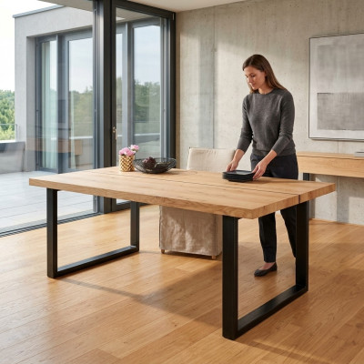 Kovové nohy stůl přírodní dřevo nový klasický posuvný loft stín 180x90.