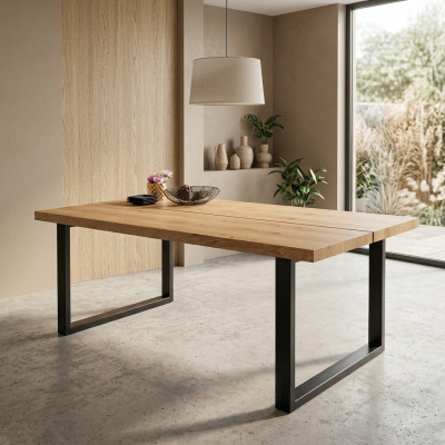 Kovové nohy stůl přírodní dřevo nový klasický posuvný loft stín 180x90.