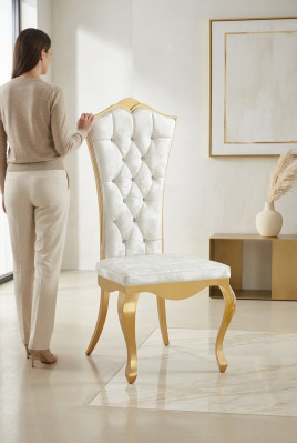Luxus Lehnstuhl Stühle Design Möbel Esszimmer Edelstahl Weiß Edelstahl