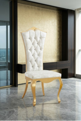 Luxus Lehnstuhl Stühle Design Möbel Esszimmer Edelstahl Weiß Edelstahl