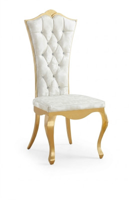 Luxus Lehnstuhl Stühle Design Möbel Esszimmer Edelstahl Weiß Edelstahl
