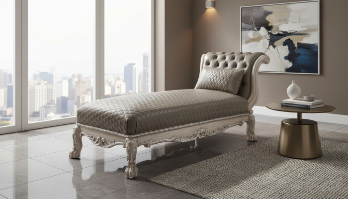 Liege Klassische Leder Luxus Liegen Liegesessel Chesterfield Chaiselongue